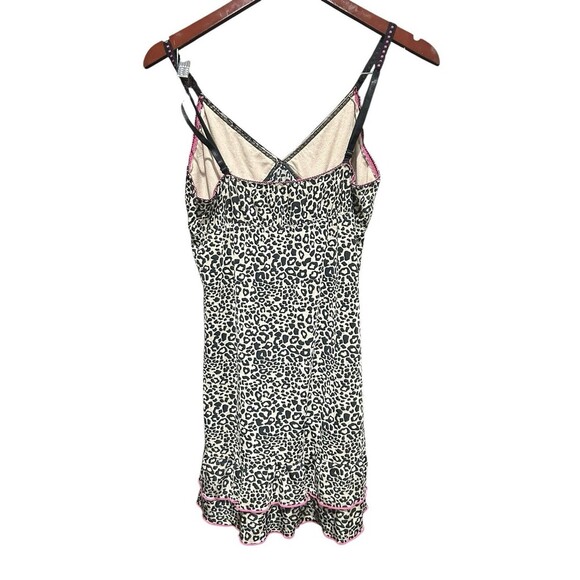 Pucker Up! Womens Slip Dress Animal Print and Pink Size Medium Ruffle Hem 90sY2K - Picture 3 of 6